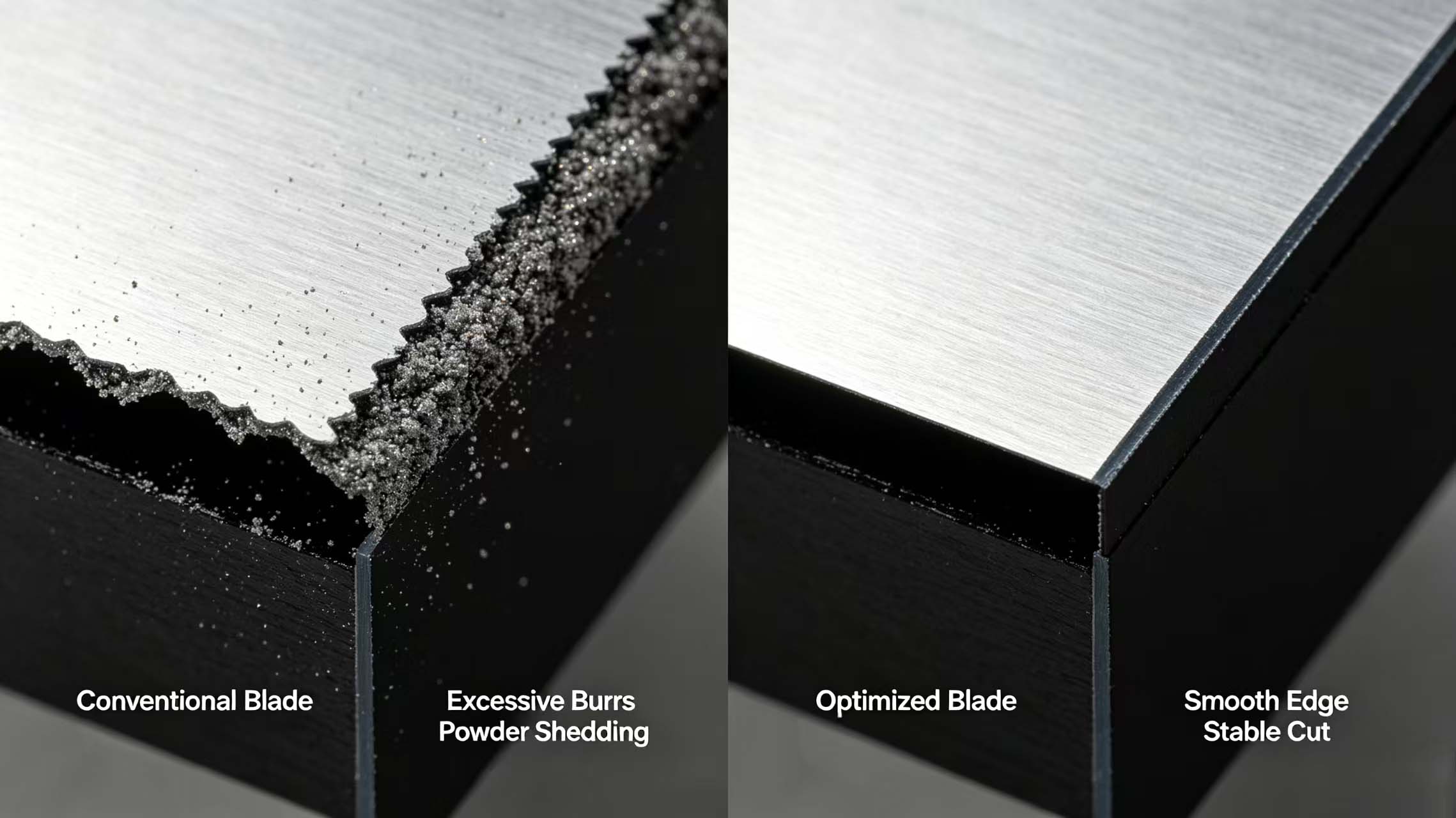 Electrode slitting effect comparison image
