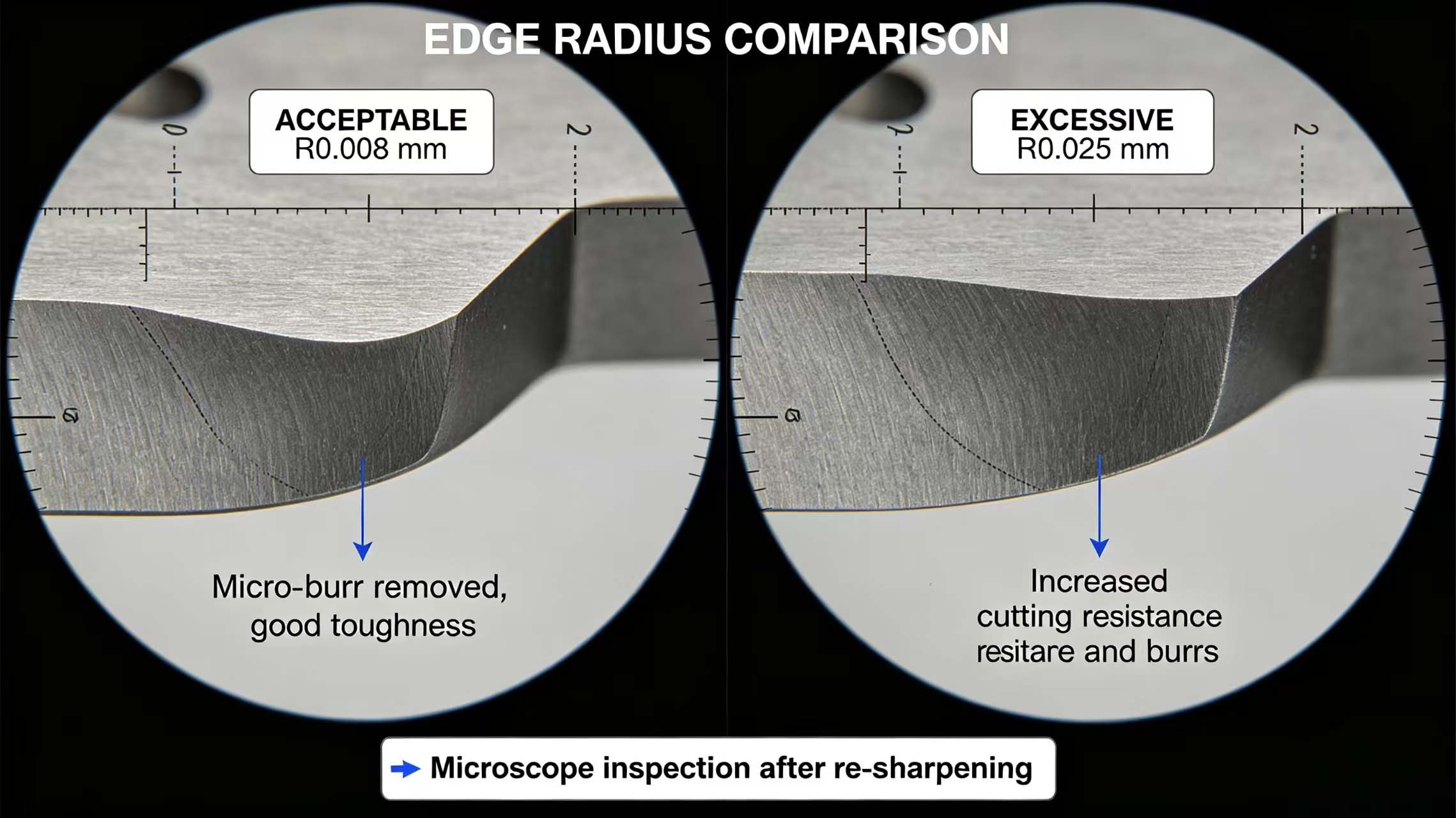Edge radius microscope image